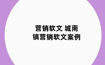 营销软文 城南镇营销软文案例